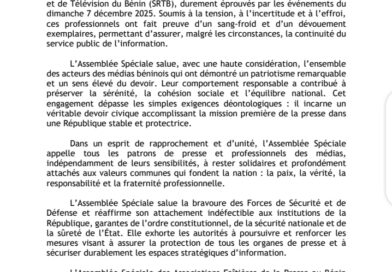 Retour du Ministère de la Communication et des Médias: L’UPMB et le CNP-Bénin reconnaissants envers Romuald Wadagni